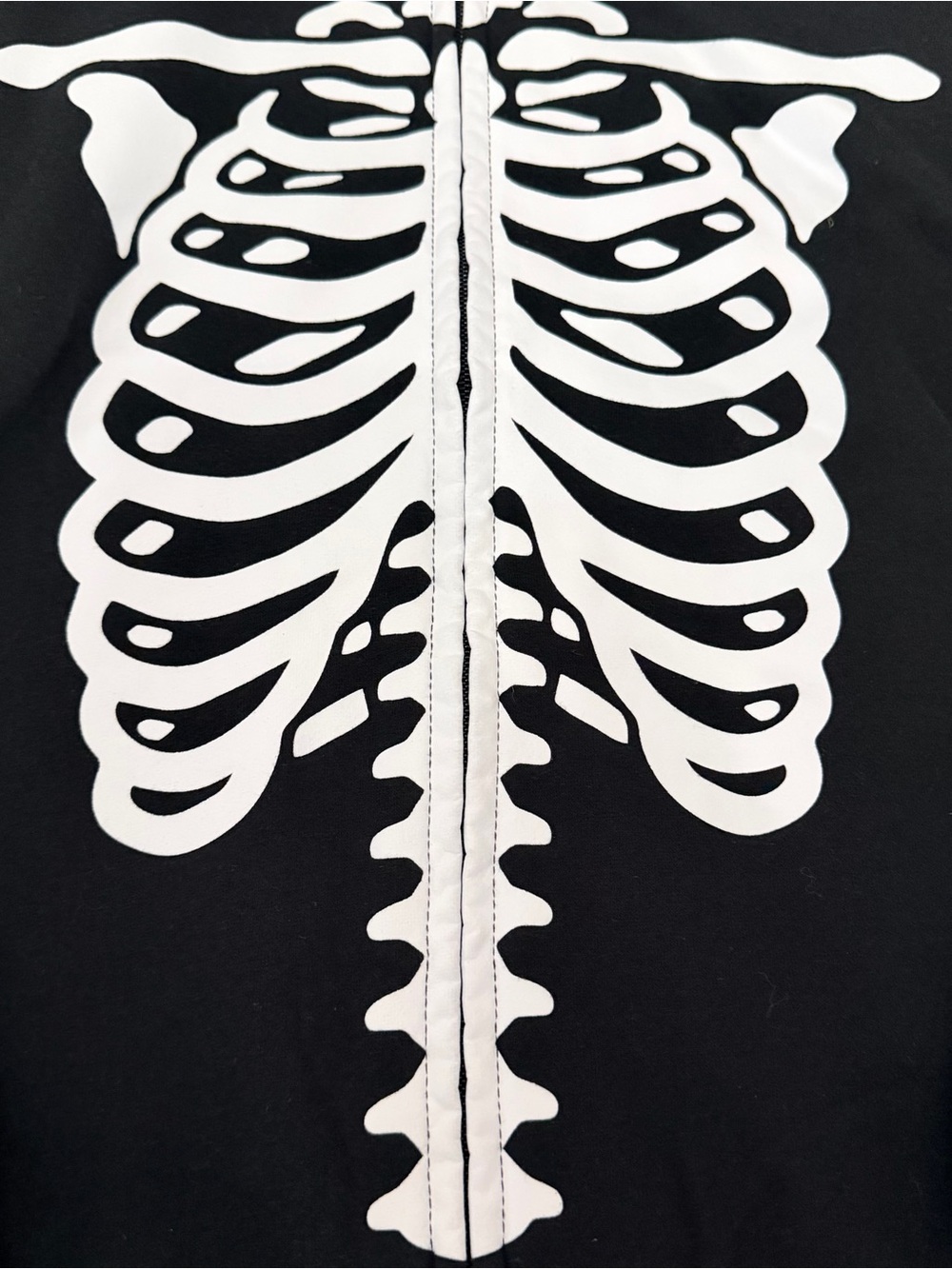 Kids Large Black Hoodie with White Skeleton Print - Picture 3 of 7
